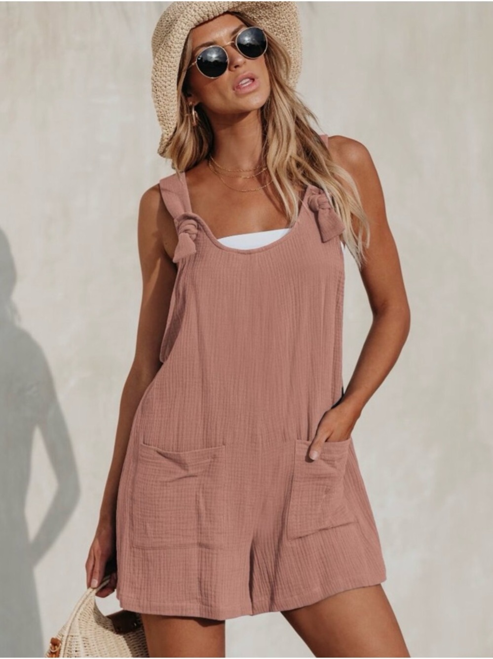 Mauve Tie-Shoulder Romper